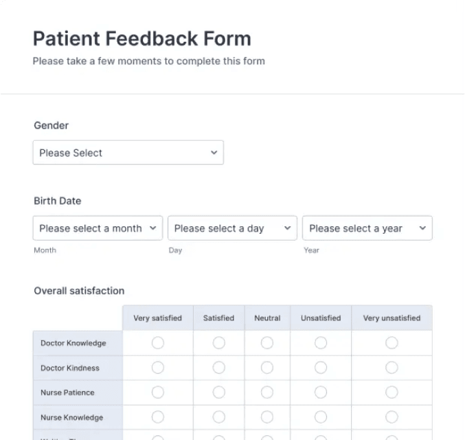 Patient Feedback Form