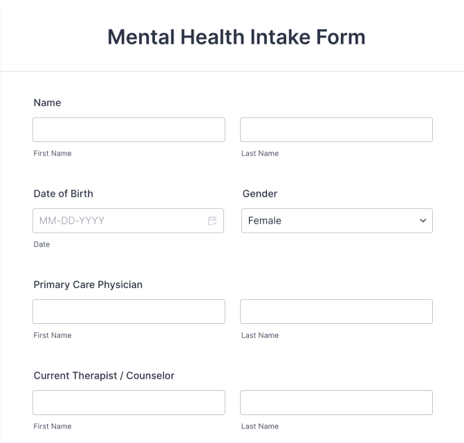 Mental Health Intake Form
