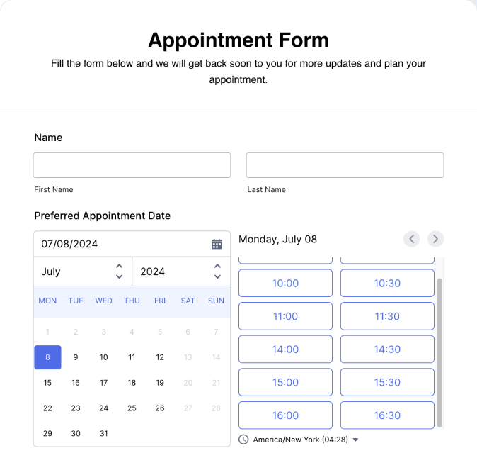 Online Appointment Form