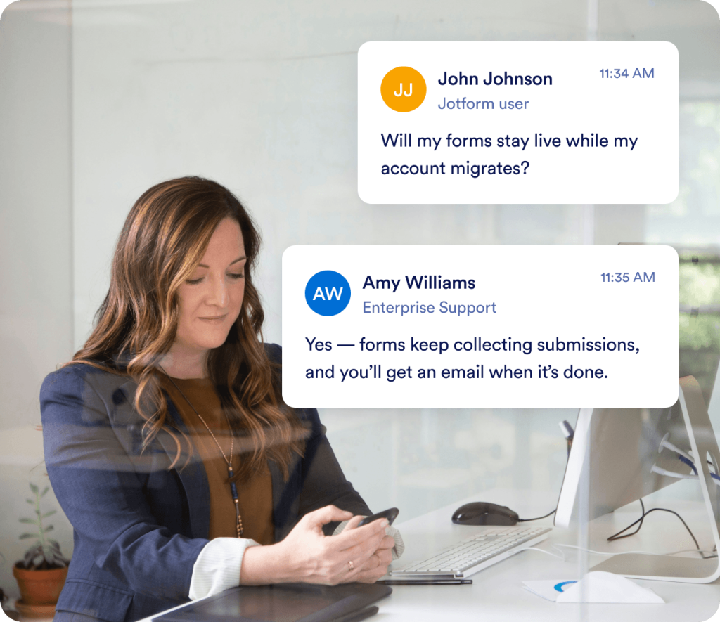 Enterprise Support confirms that forms stay live during account migration