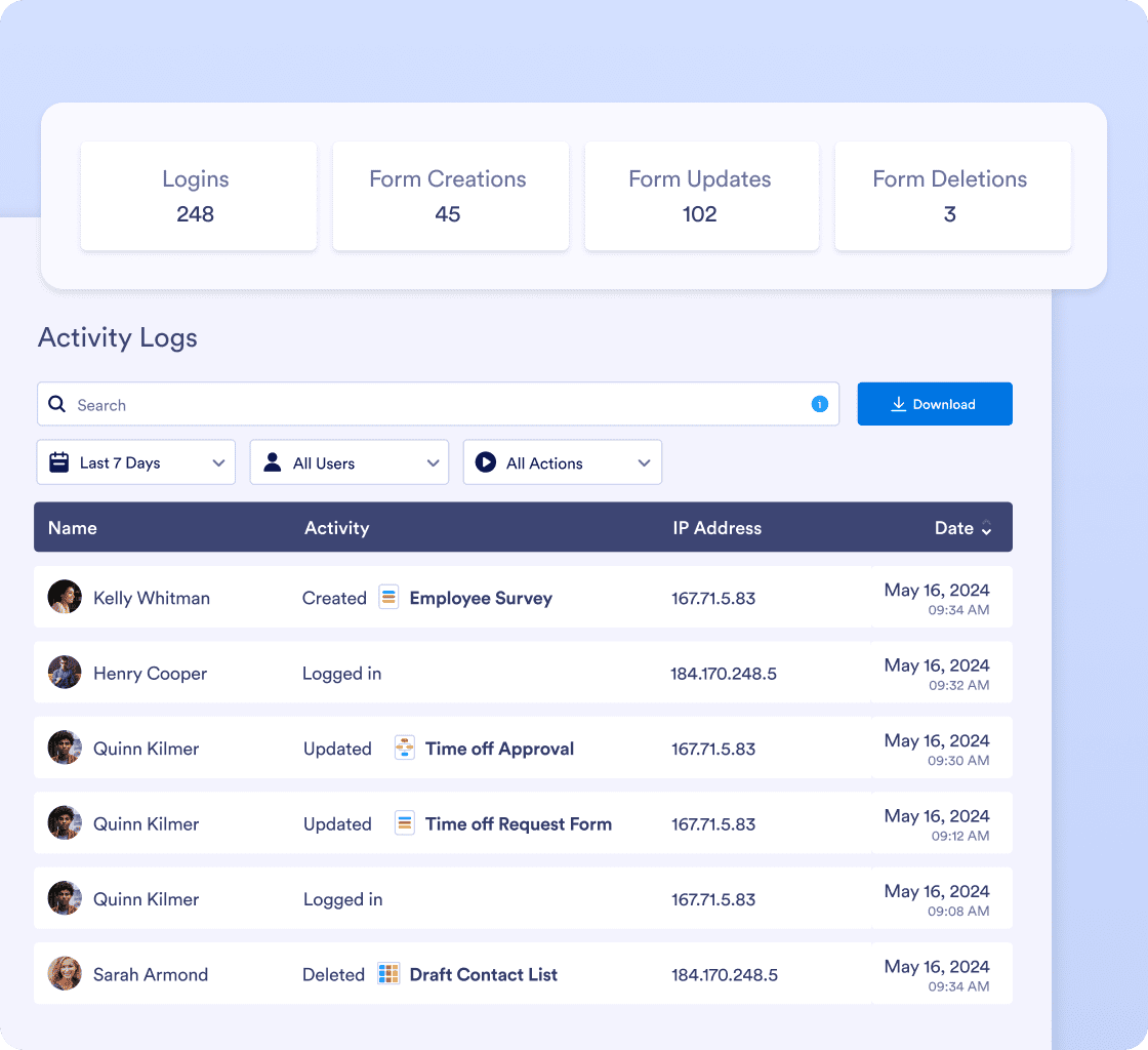 Access user account history