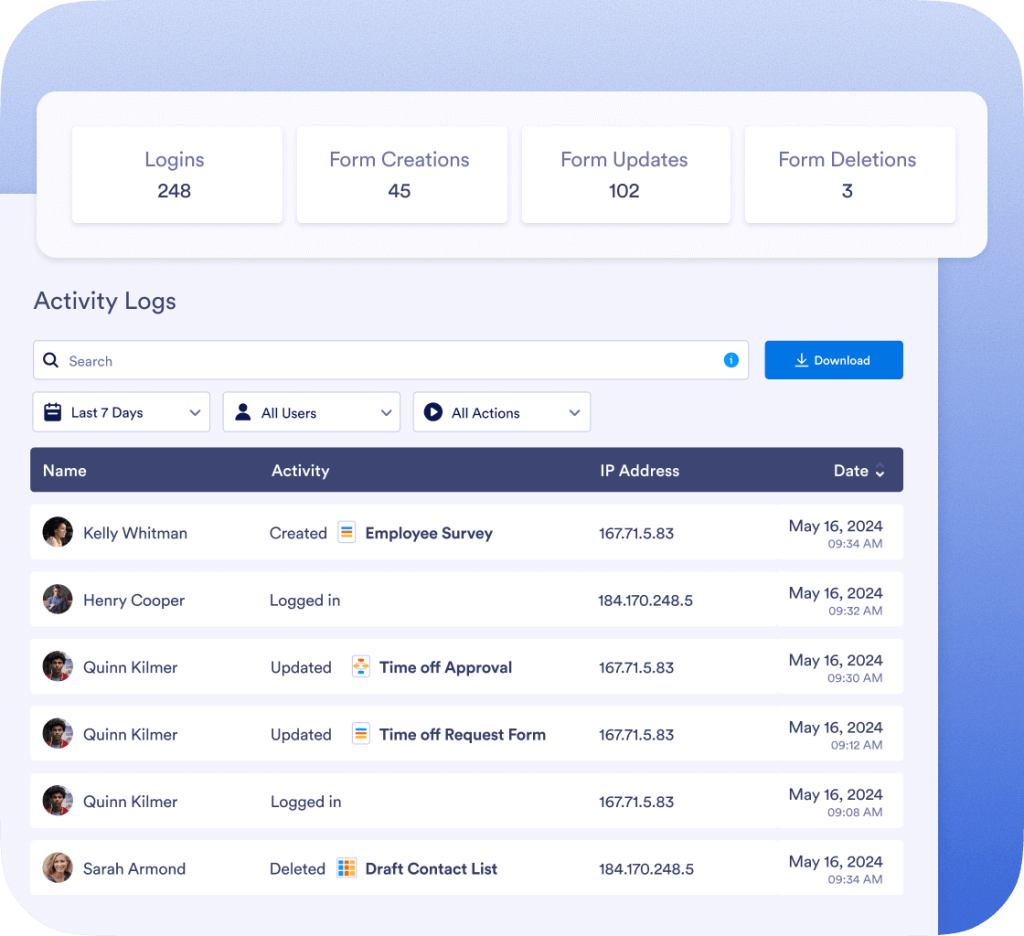 Access user account history