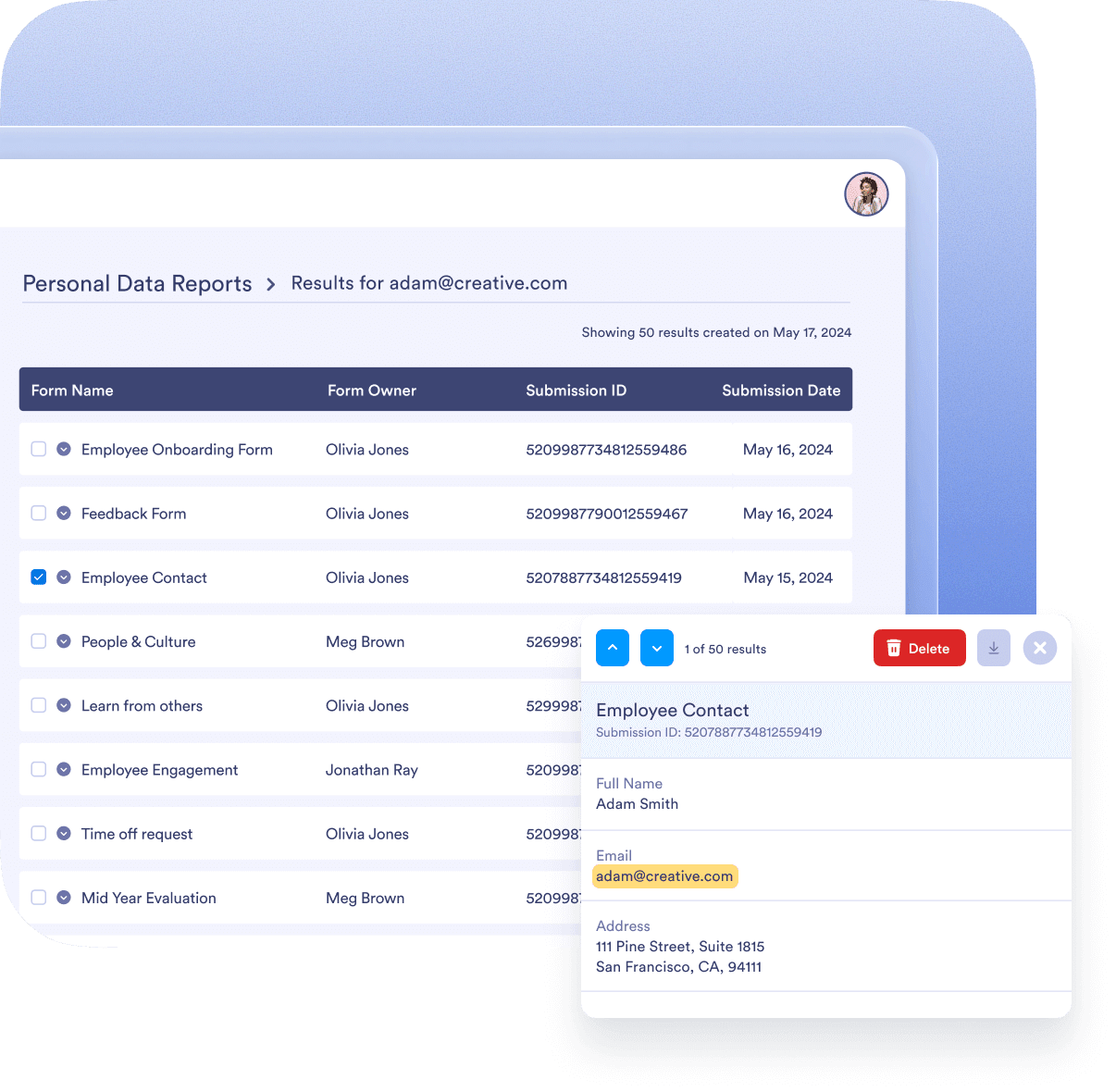 Create reports from your users’ responses