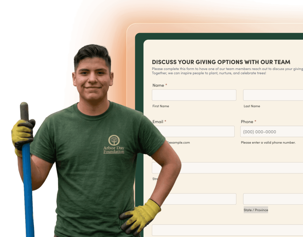 Arbor Day Foundation team member with an online giving inquiry form