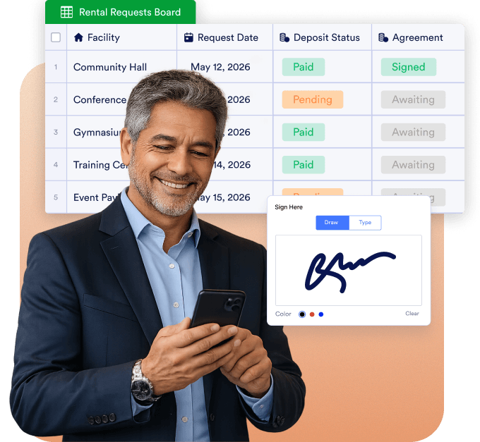 Facility rentals, payments, and agreements