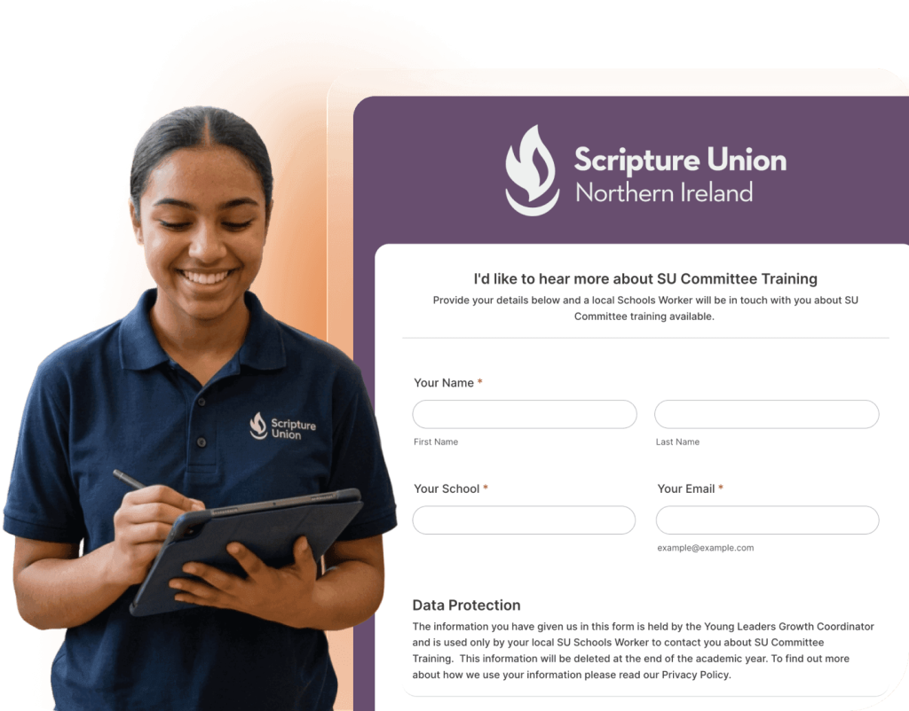 Scripture Union Northern Ireland staff member with an online training form