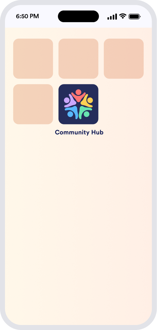 Community Hub app on the phone home screen