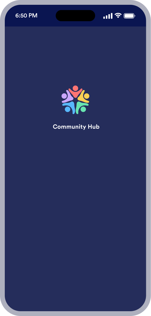 Community Hub app opening screen