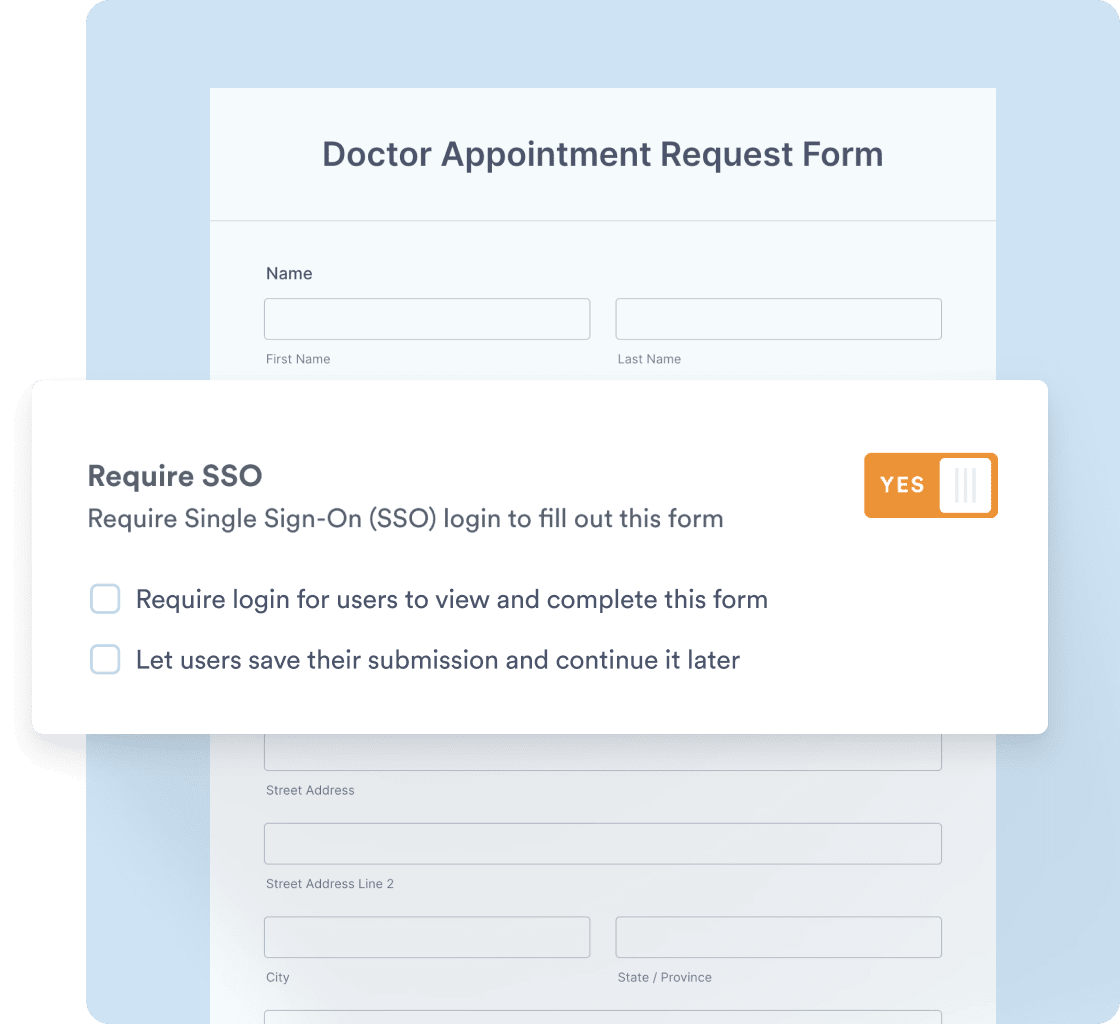 Require SSO login to fill out forms