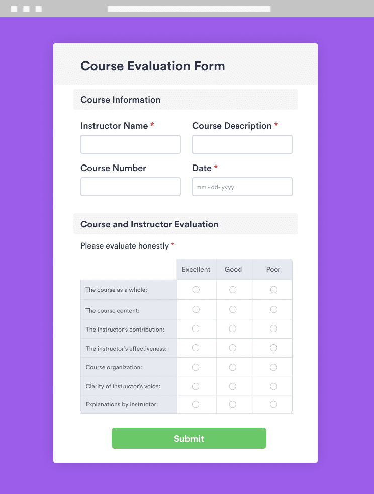 Course Evaluation Form