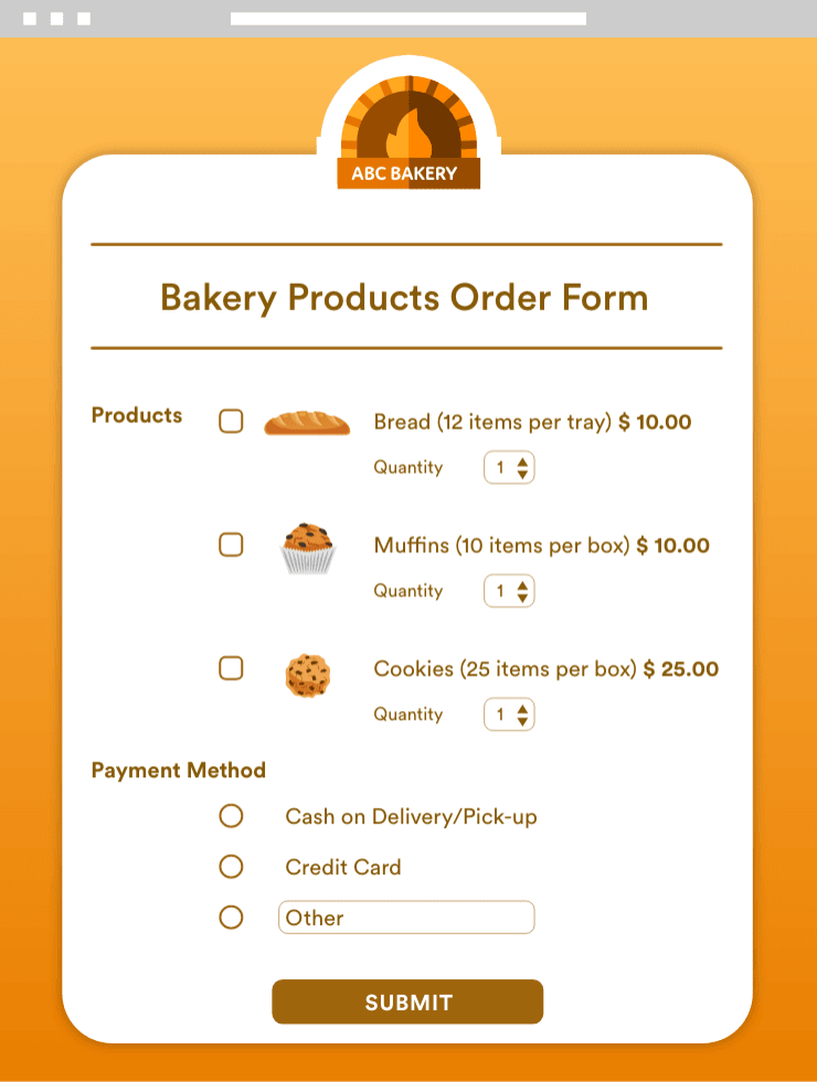 Bakery Order Form