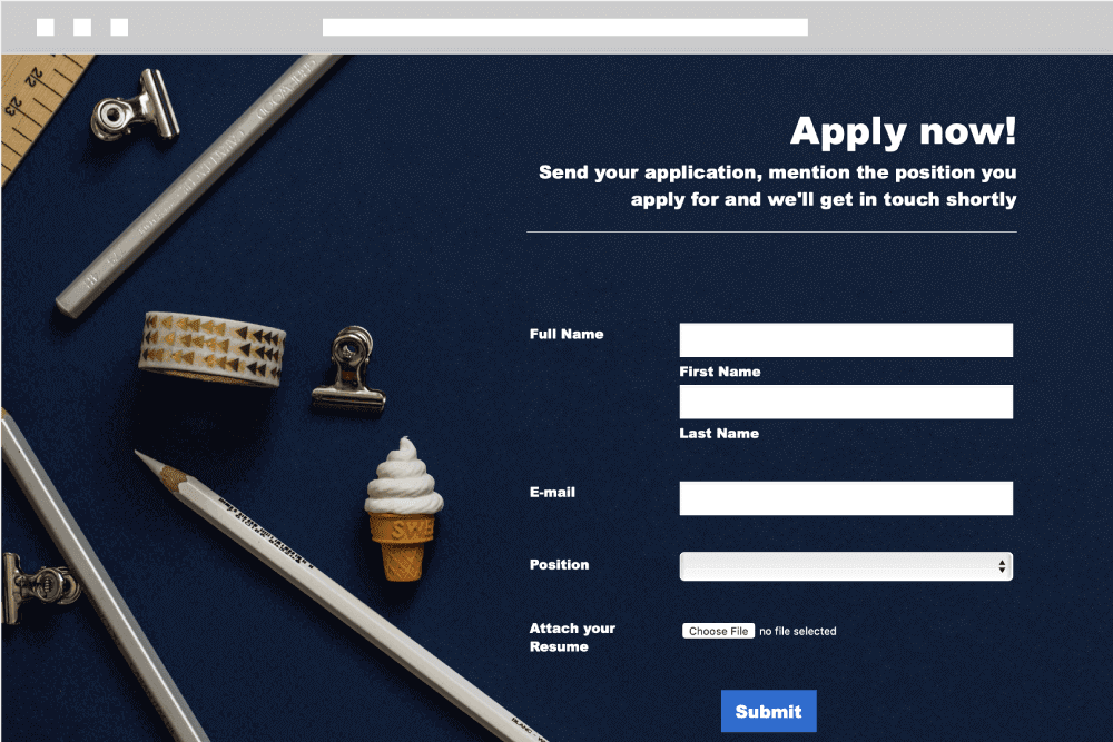 Apply now form template