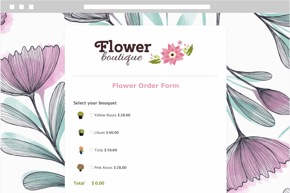 Online Flower Order Form