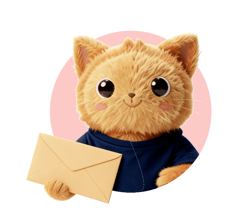 Podo mascot holding an envelope