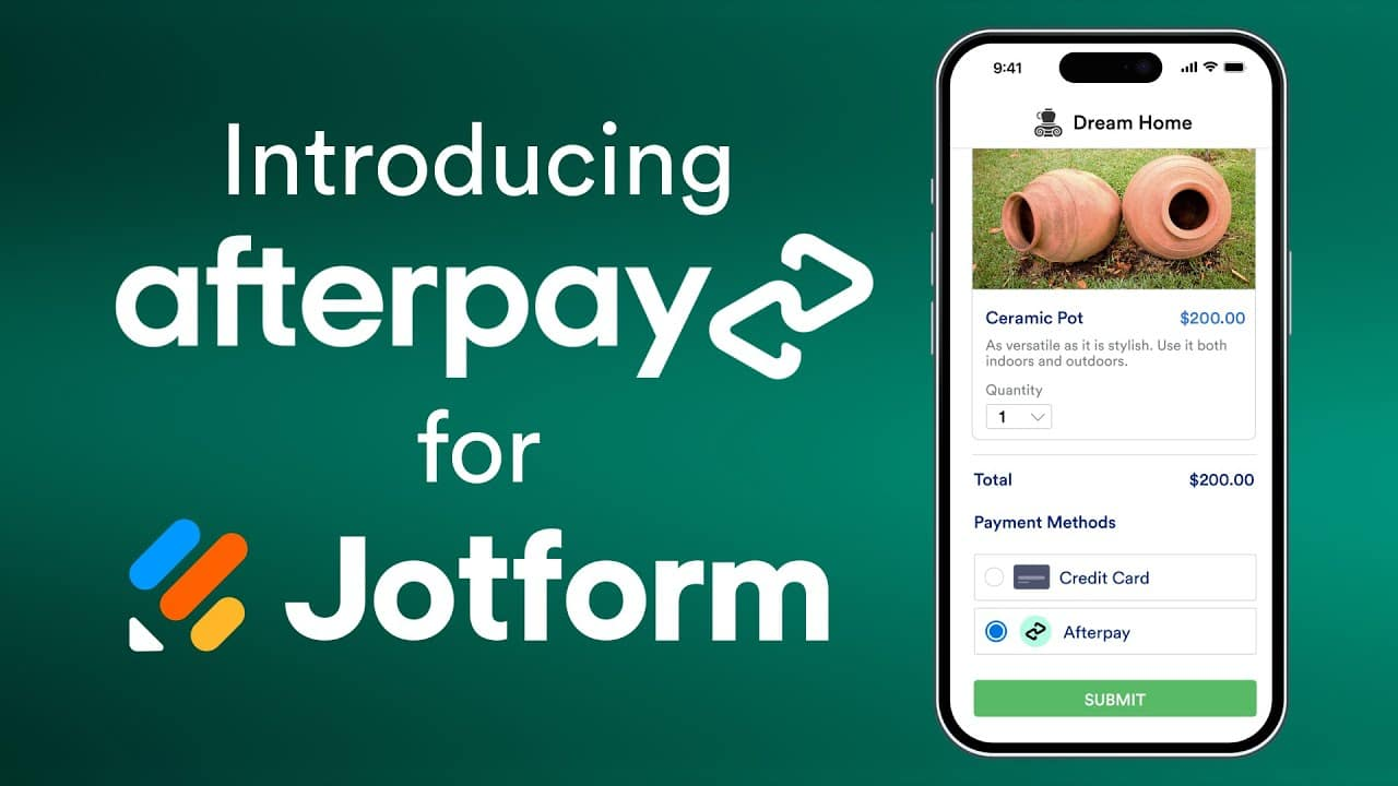 Introducing Square Afterpay for Jotform