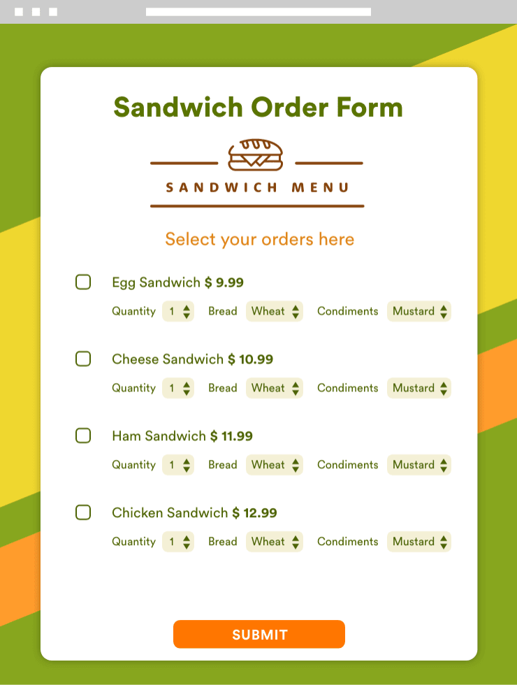 Sandwich Order Form