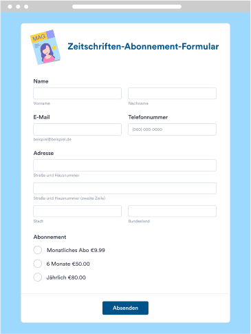 Zeitschriften-Abonnement-Formular