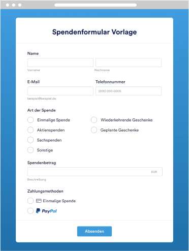 Spendenformular Vorlage