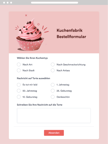 Kuchenfabrik Bestellformular