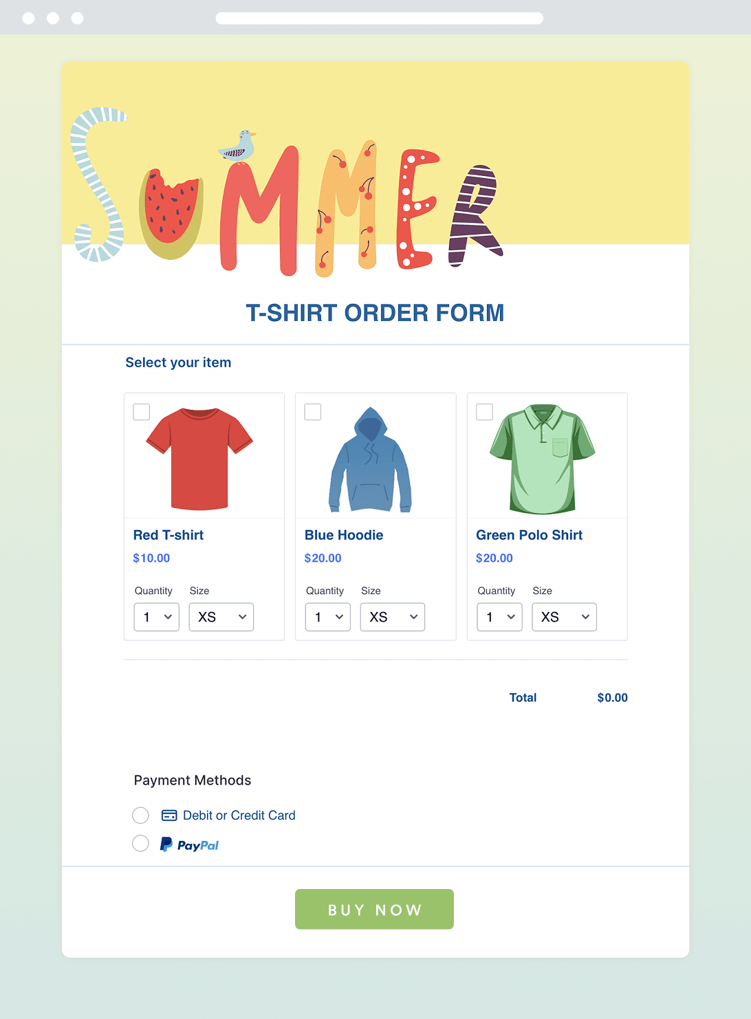 T-Shirt Order Form