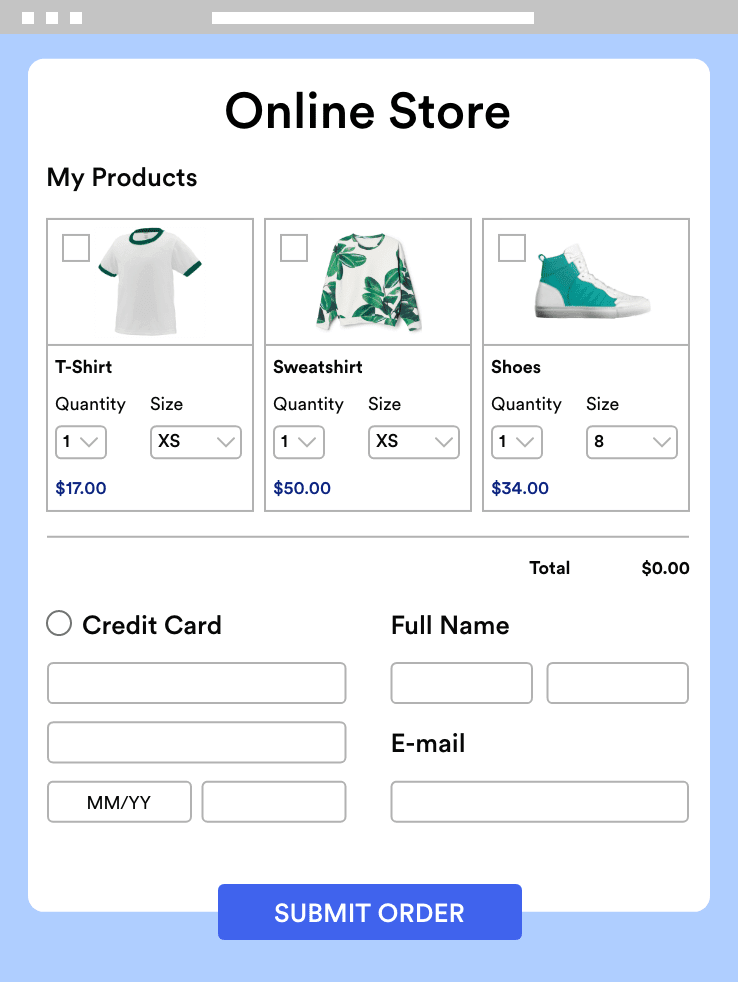 Online Store Form
