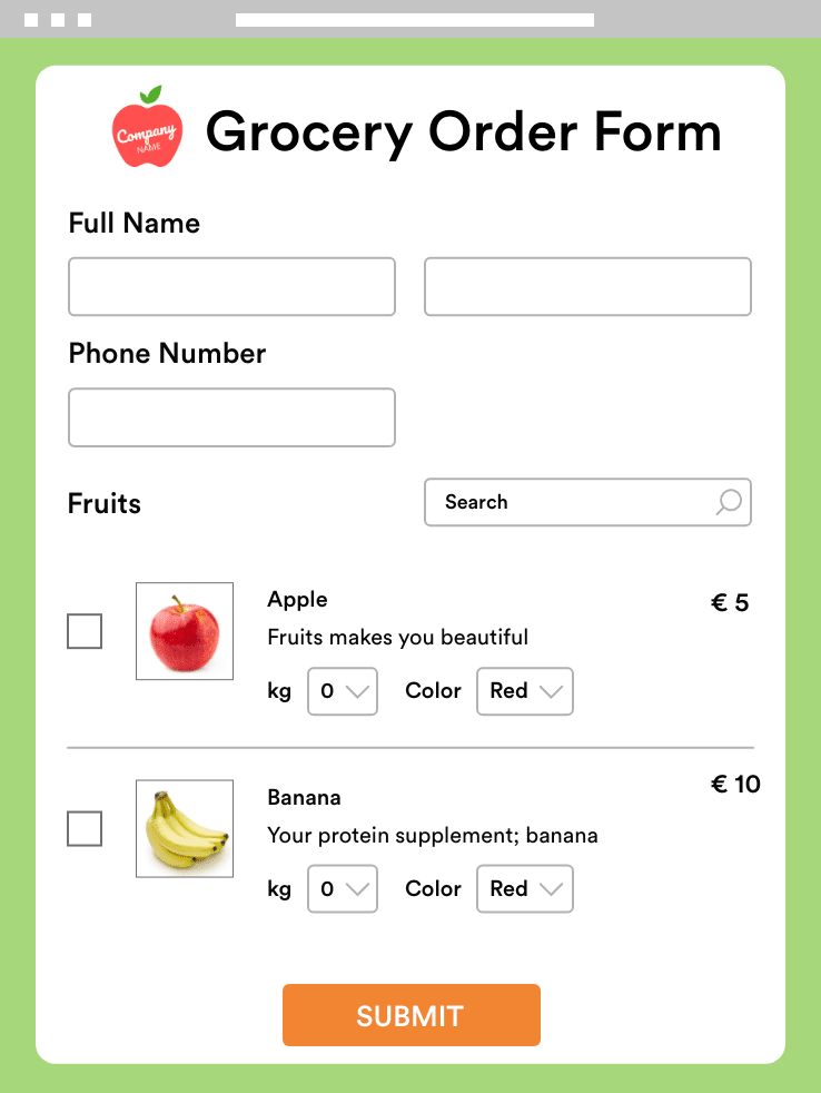 Grocery Order Form