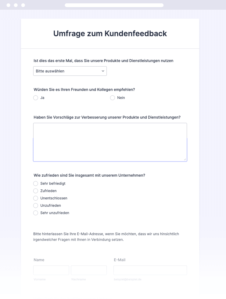 Umfrage zum Kundenfeedback