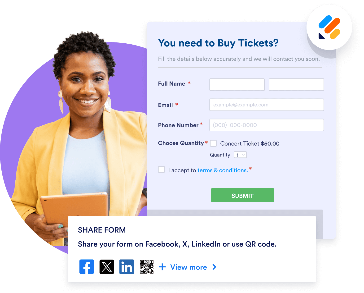 Share and embed your forms in seconds