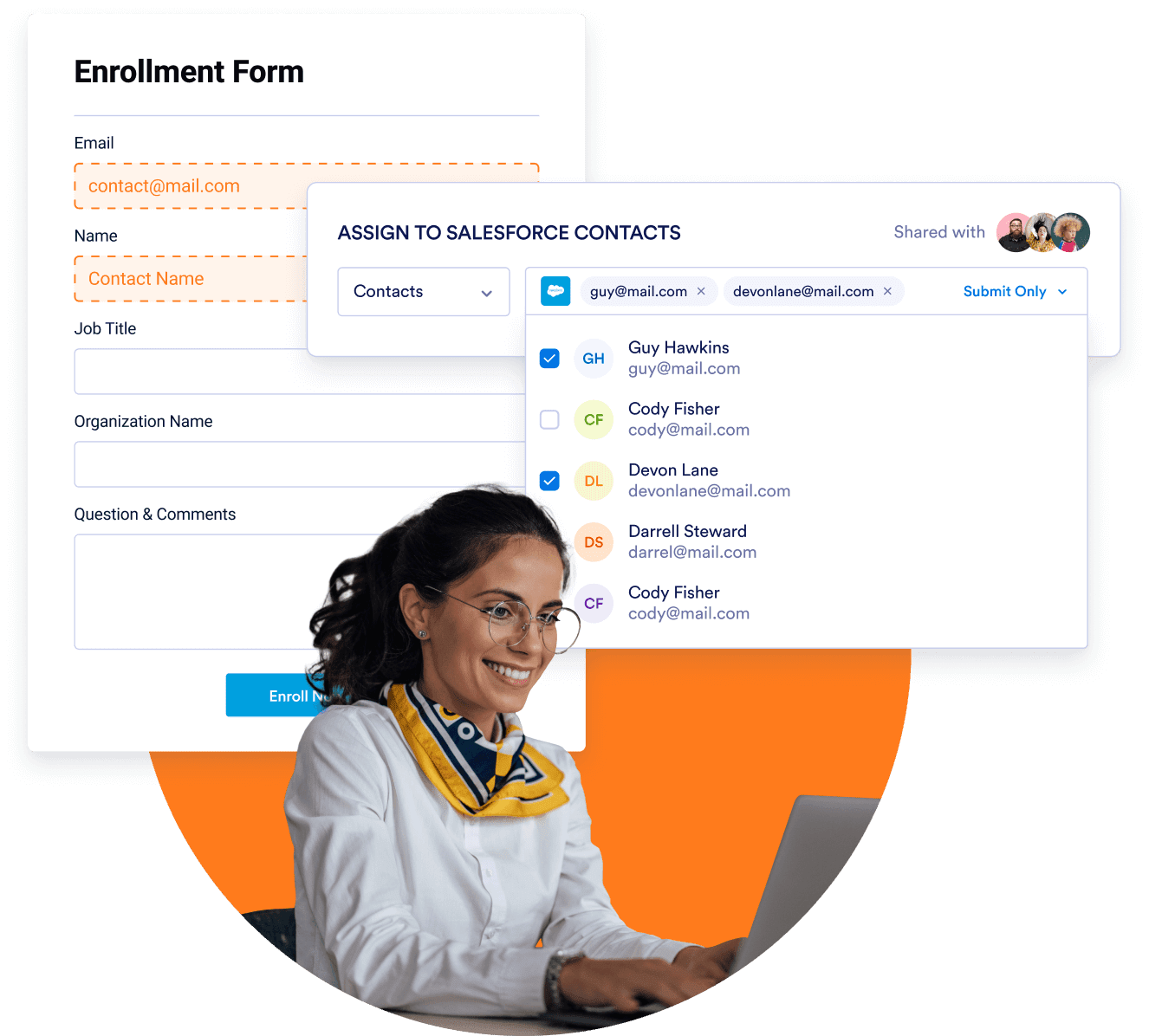 Assign forms to Salesforce contacts
