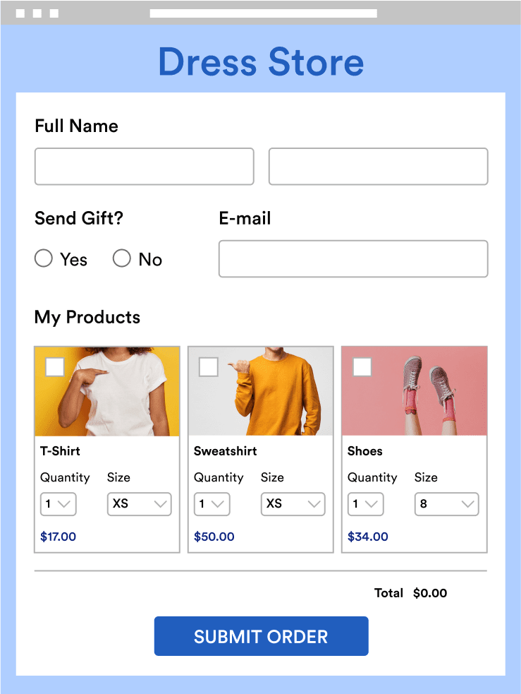 Dress Store Form