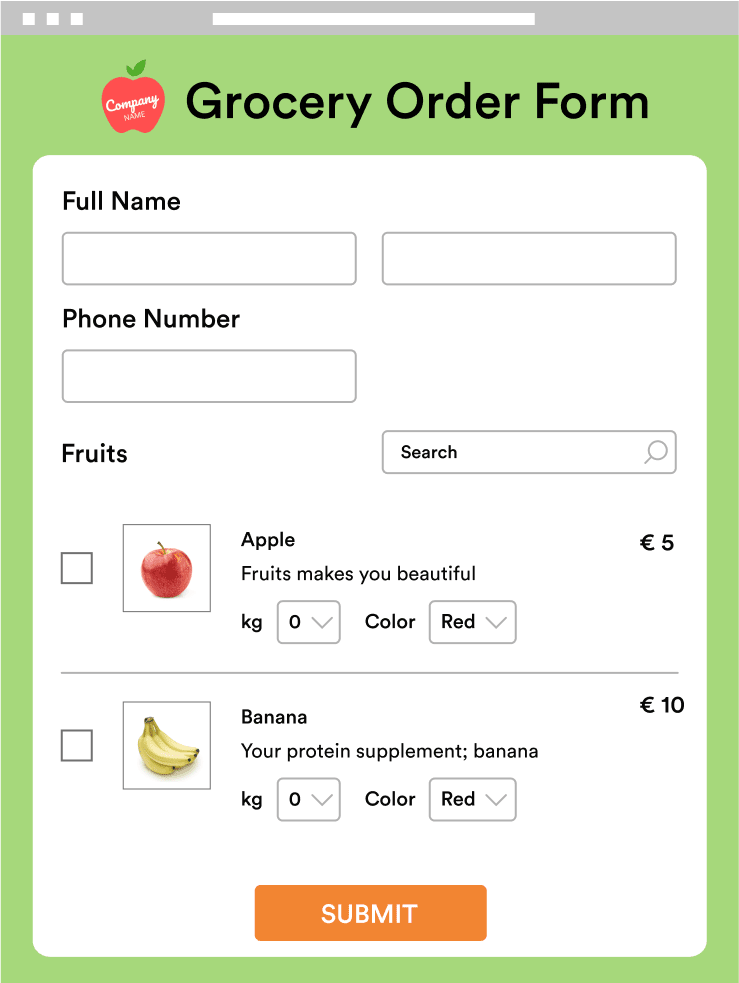 Grocery Order Form
