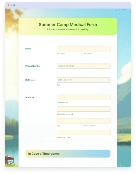 Summer Camp Registration Form