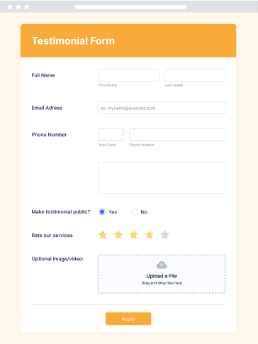 Testimonial Survey Form