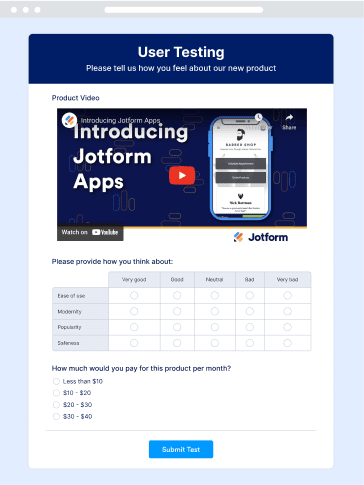 User Testing Survey Form