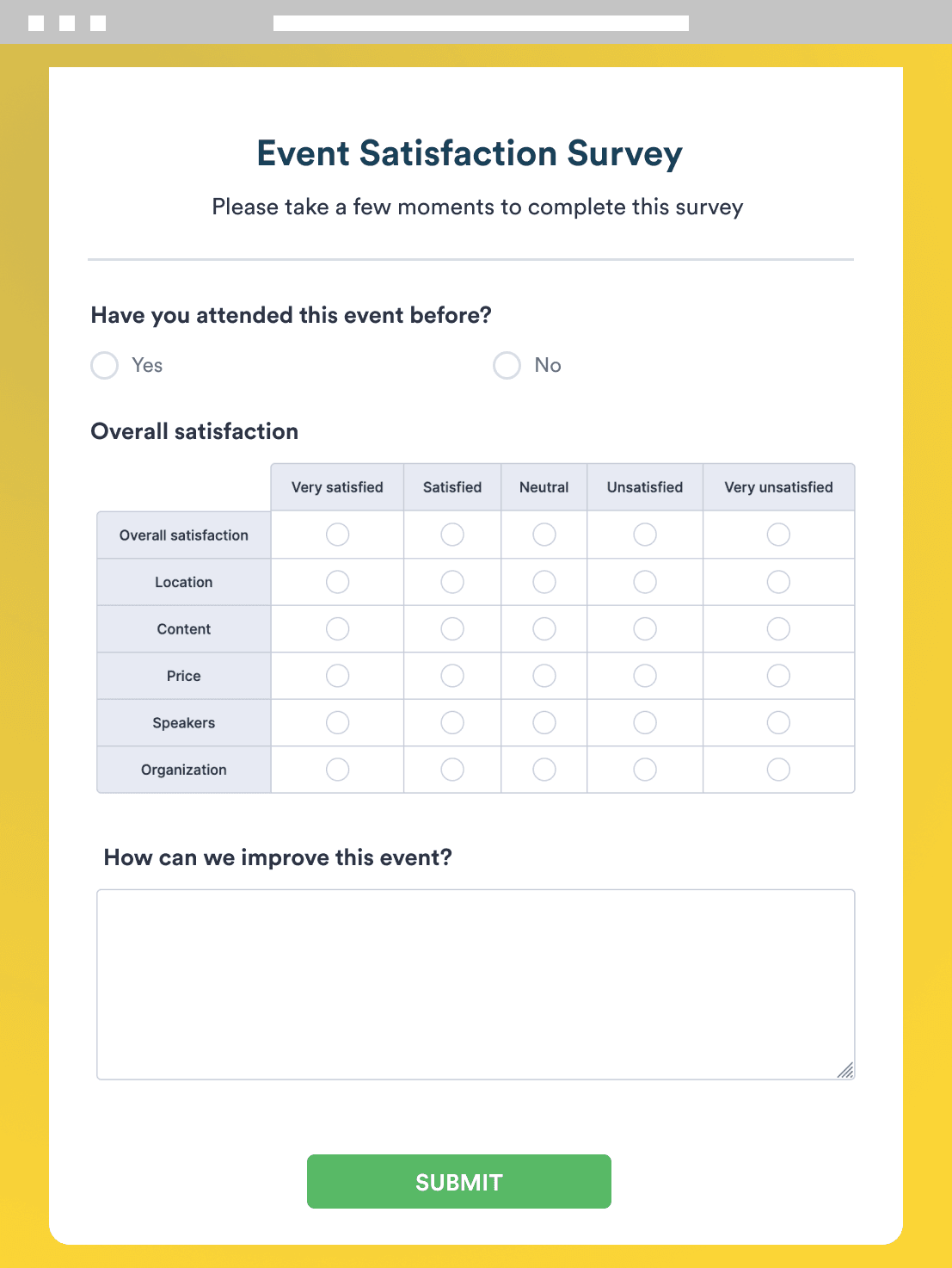 Event Satisfaction Survey