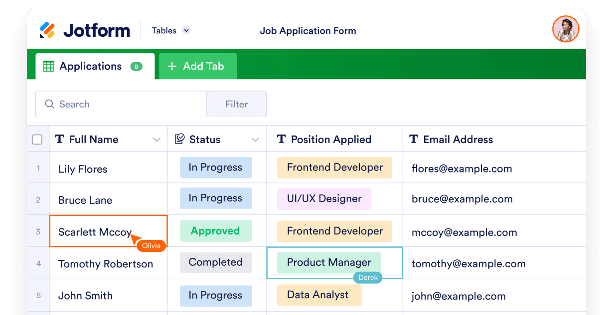 Jotform Tables