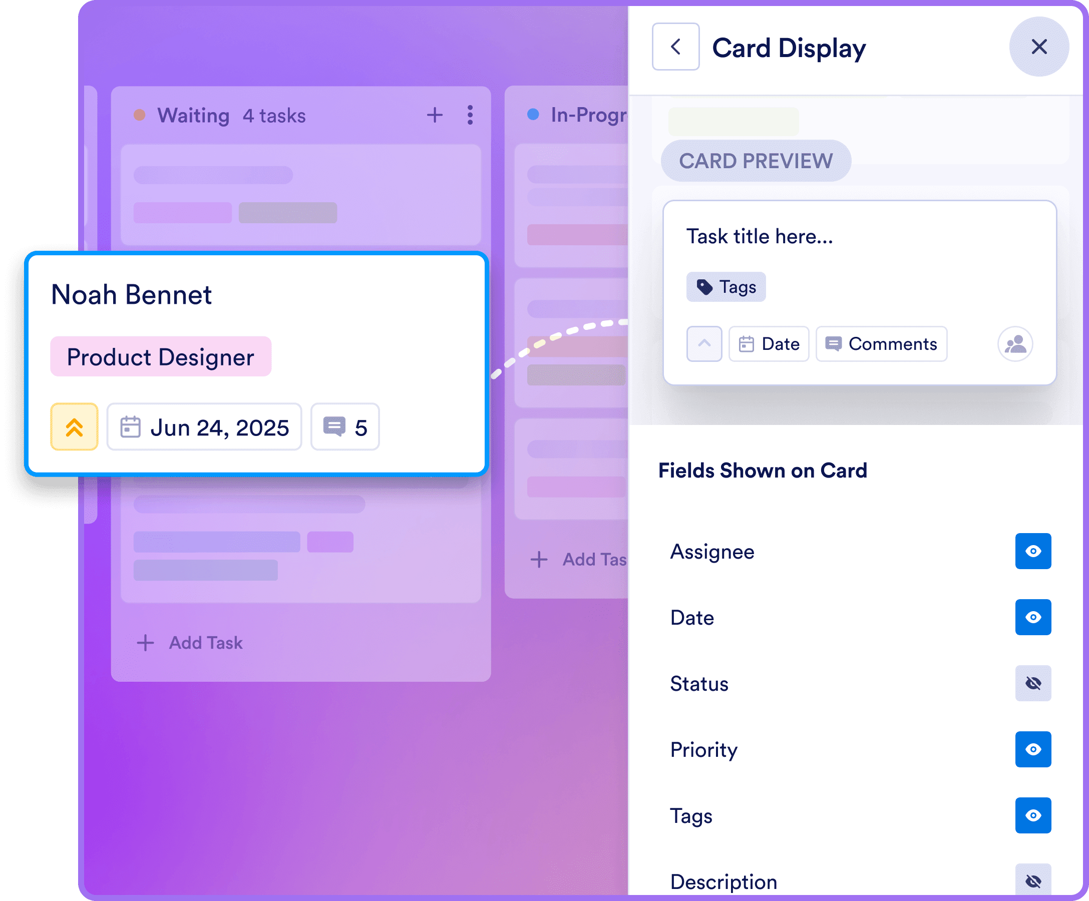 Choose fields to display on card view