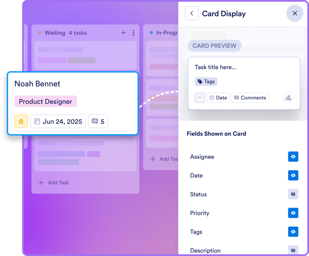 Choose fields to display on card view