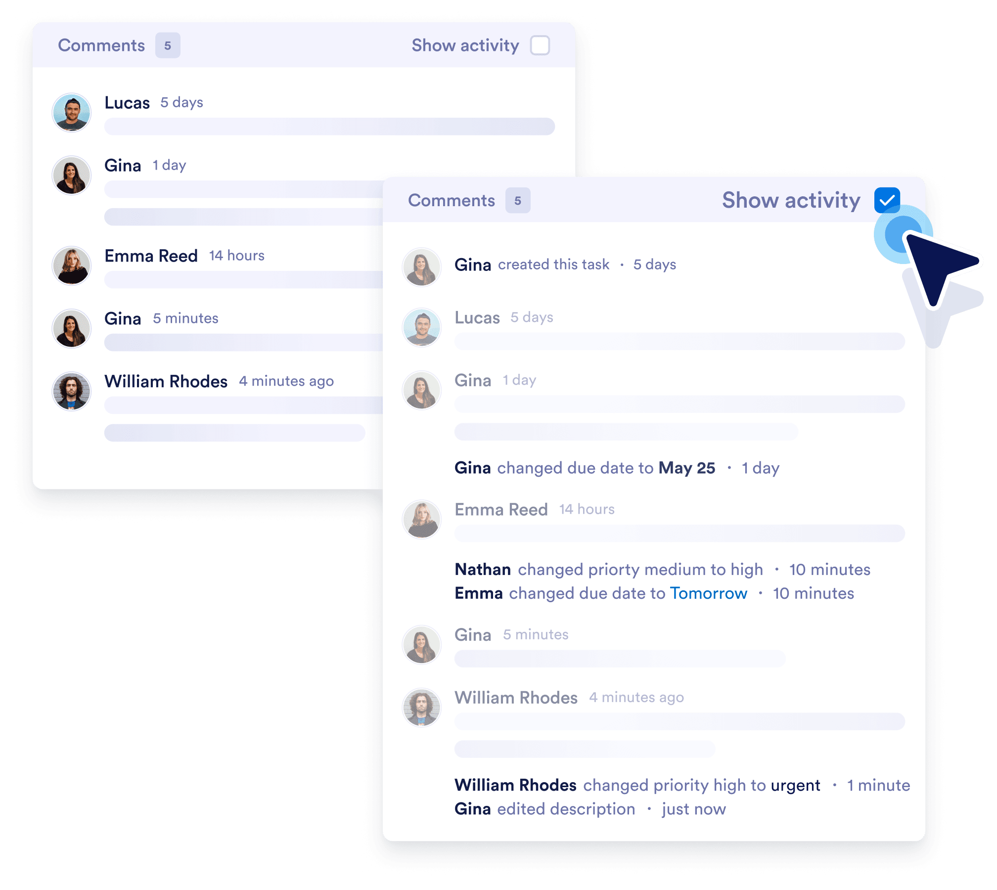 Activity Log to see the changes