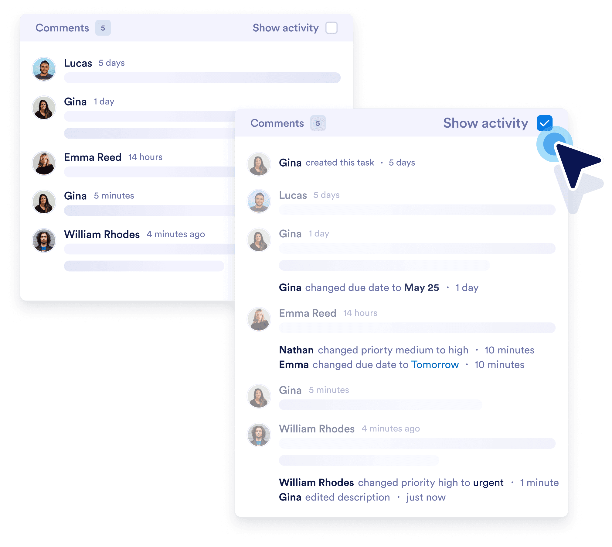Activity Log to see the changes