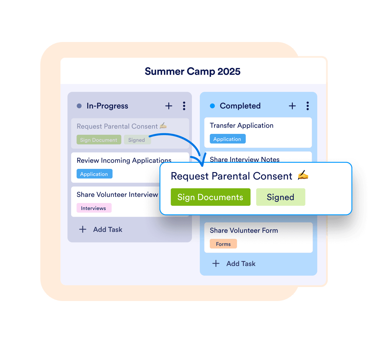 Manage and track actions