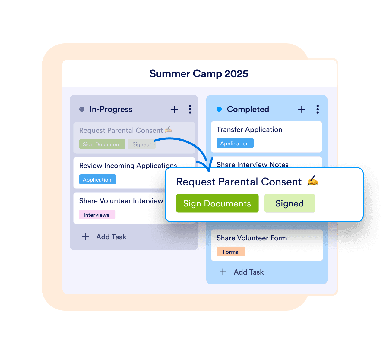 Manage and track actions