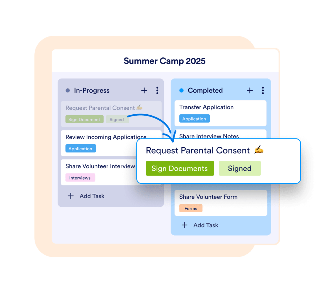 Manage and track actions