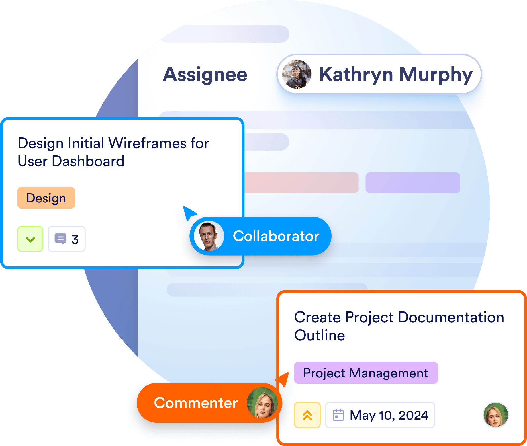 Card is shown as moved to different board column to show editting and updating tasks