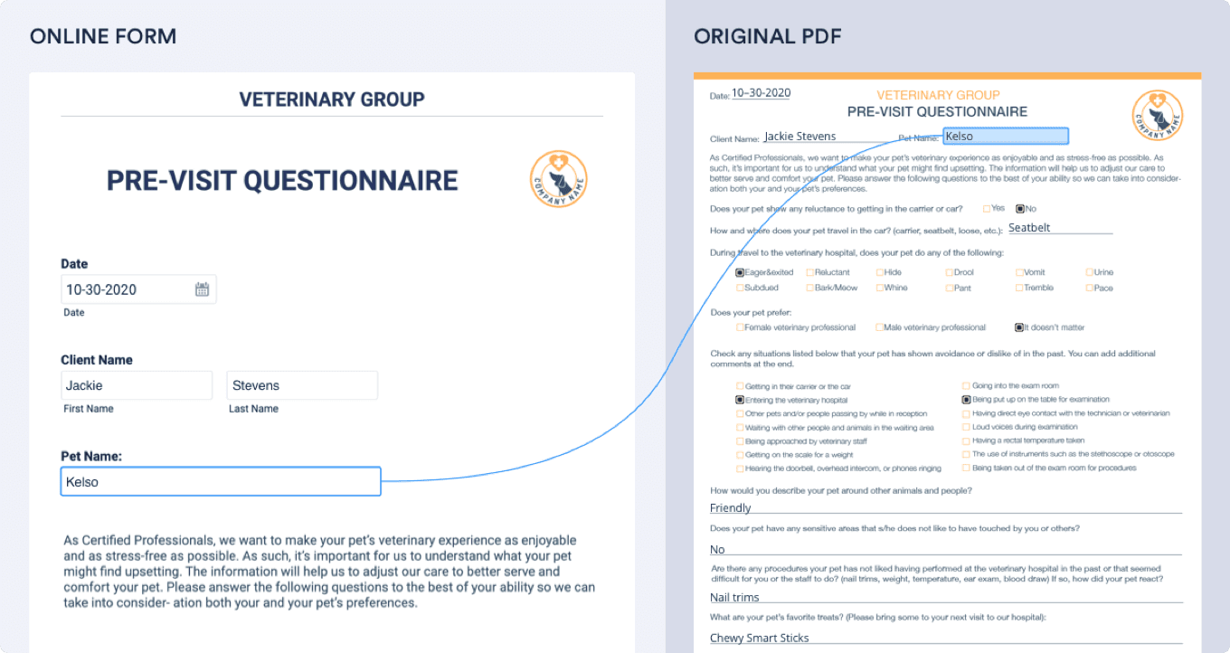 Veterinary Pre-Visit Questionnaire
