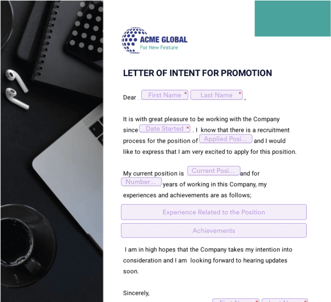 Letter of Intent for Promotion