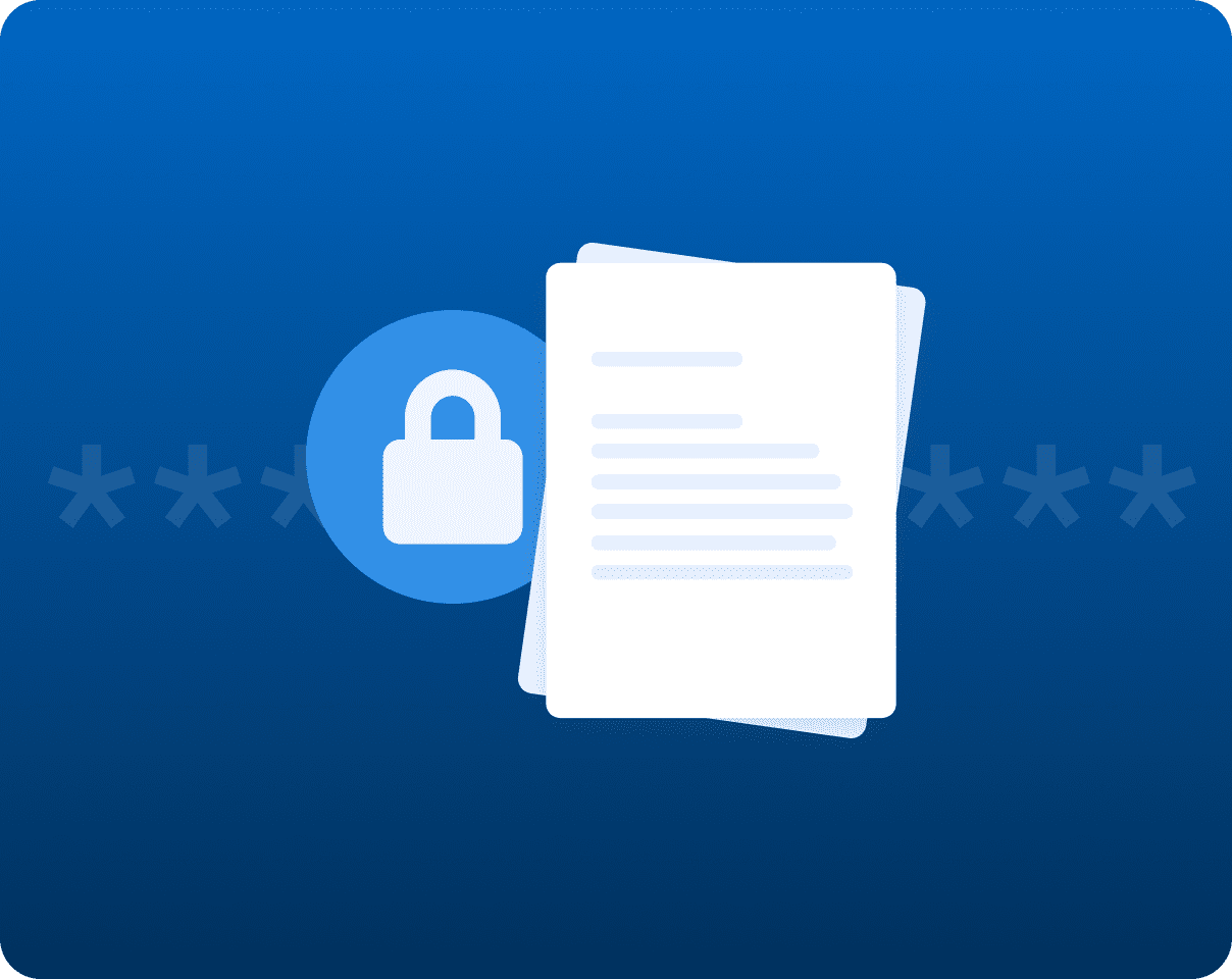 Secure documents with a padlock icon representing data protection.