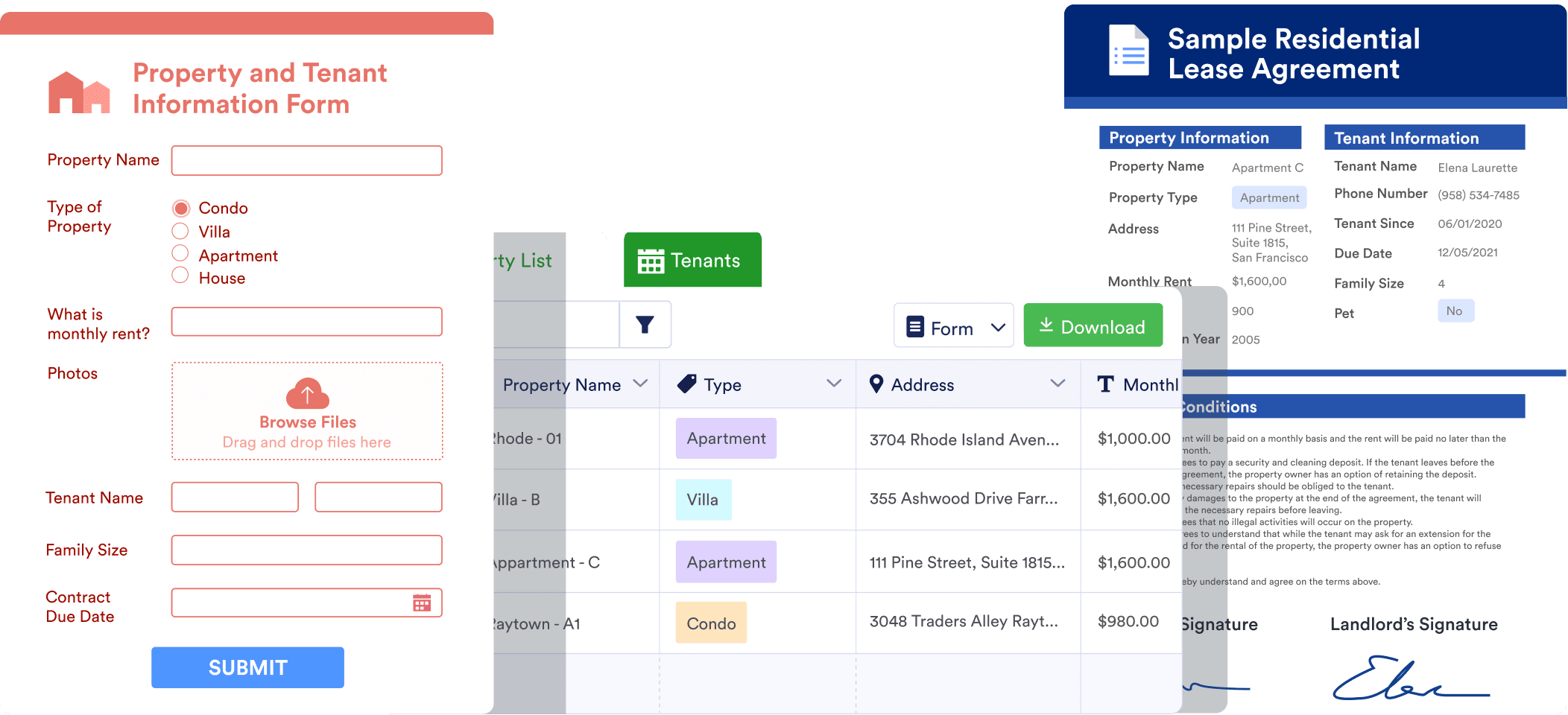 Property and Tenant Info Form