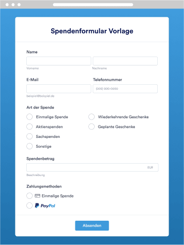 Spendenformular Vorlage
