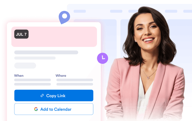 Share complete event details in a popup